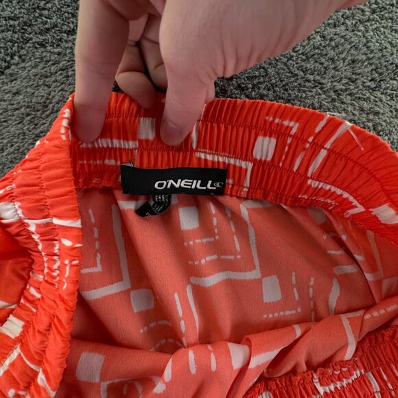 O’neill Women Orange White Skirt Asymmetric Small Drawstring Pull On Geometric - Picture 11 of 16